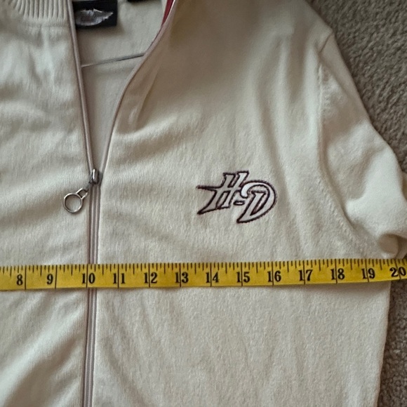 Harley-Davidson Vintage Cream Full Zip Cardigan Cowl Neck Cotton Blend Medium - Picture 4 of 12